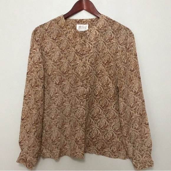 Tess Tops - Tess Vintage 100% Silk Button Front Sheer Blouse Shirt